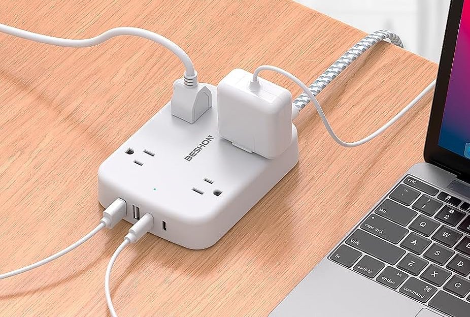 BESHON Power Strip With 2 USB-C Ports