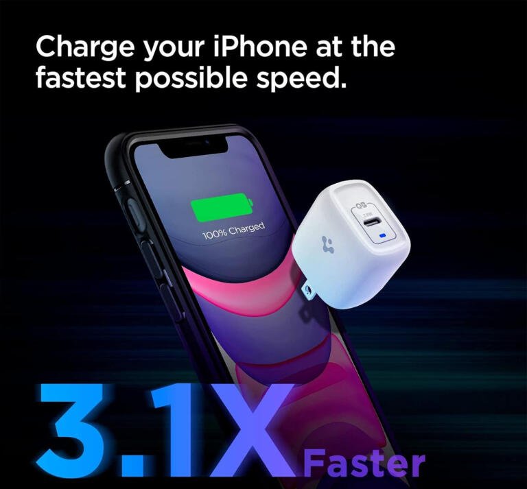 Unleash Lightning Speed with the $9 Spigen USB C Charger – 20W Turbo Boost for iPhone 15, Exclusive for Prime Members! 1