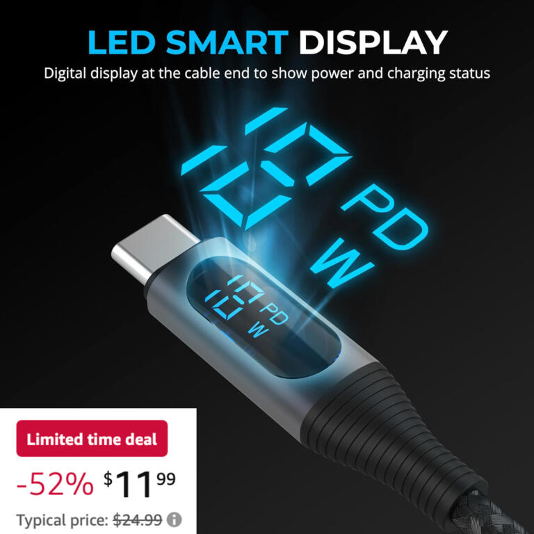 SABRENT 100W USB C to USB C Charging Cable with Smart Display Just $12 Right Now 1 SABRENT 100W USB C to USB C Charging Cable with Smart Display Just $12 Right Now 1