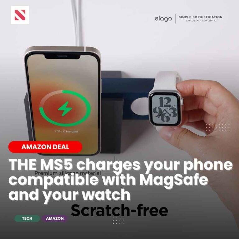 THE MS5 charges your phone compatible with MagSafe and your watch