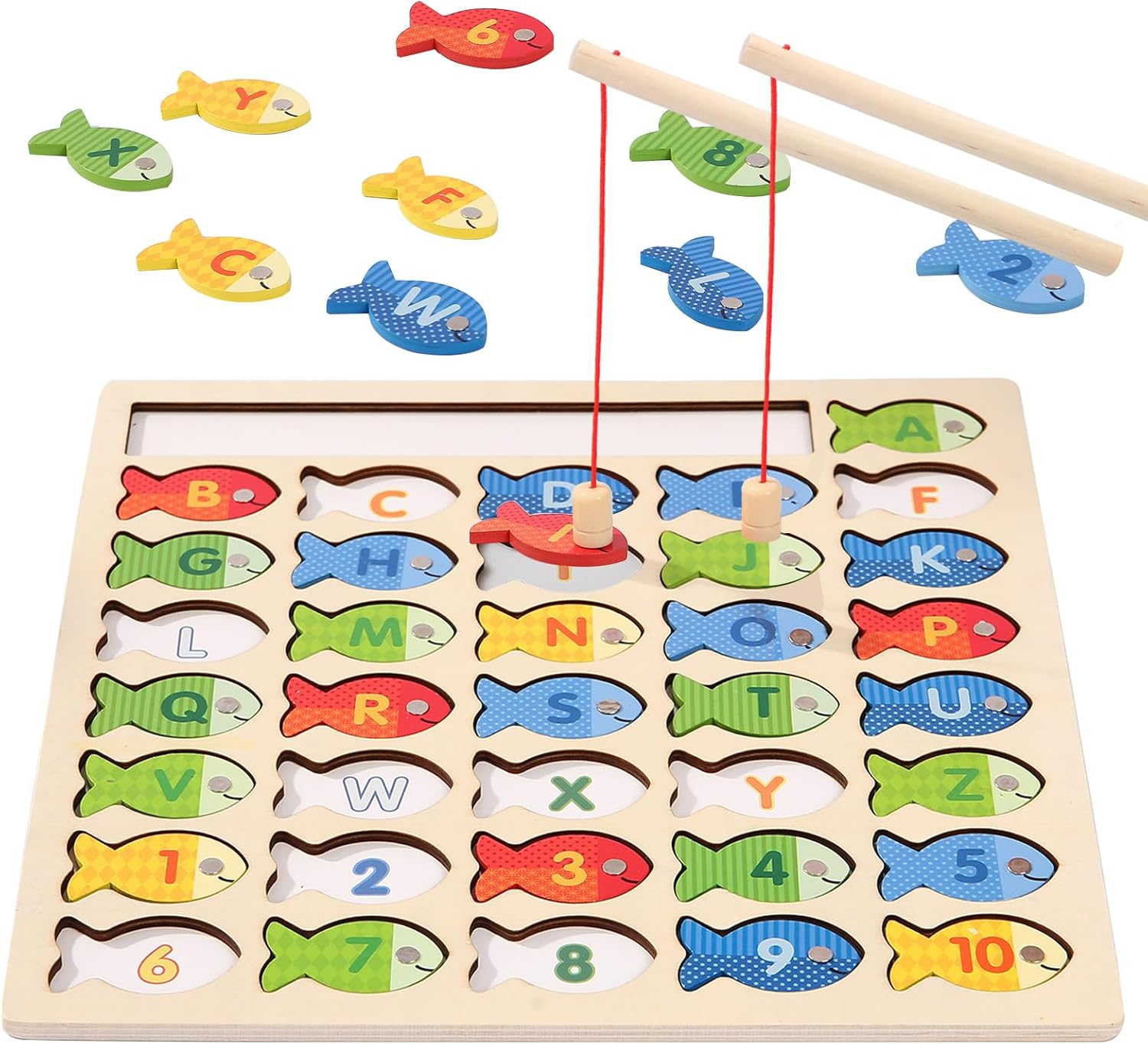 Wooden Magnetic Fishing Game for Toddlers 