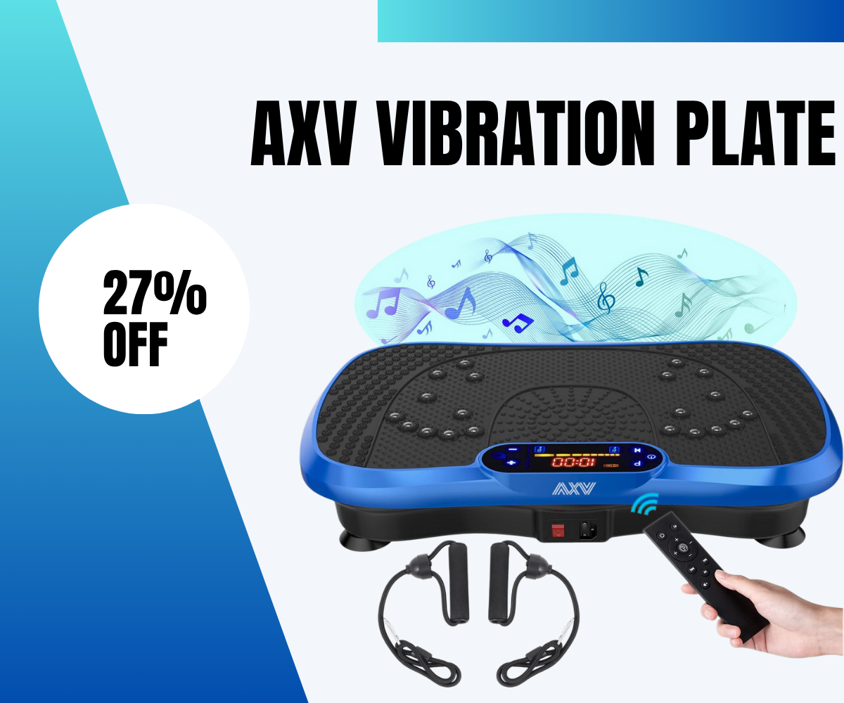 AXV Vibration Plate fitness machine blue model with remote and bands