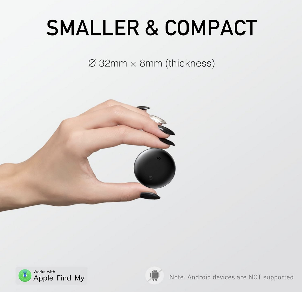 Compact Bluetooth air tracker tags with replaceable battery for iOS devices