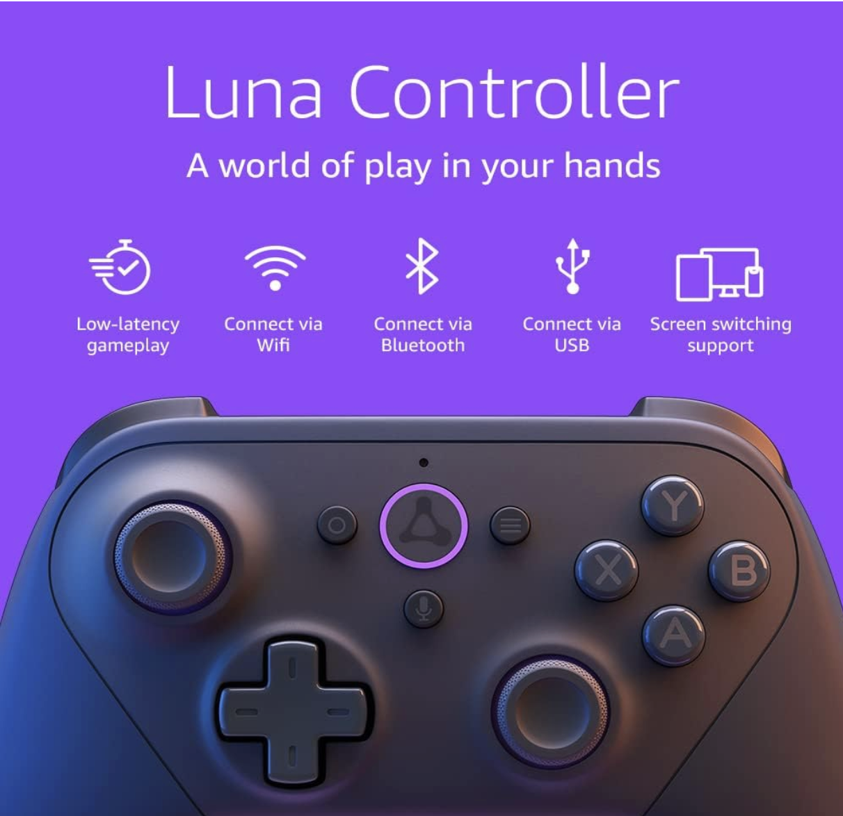 mazon Luna Controller connectivity options – Wi-Fi, Bluetooth, USB, screen switching