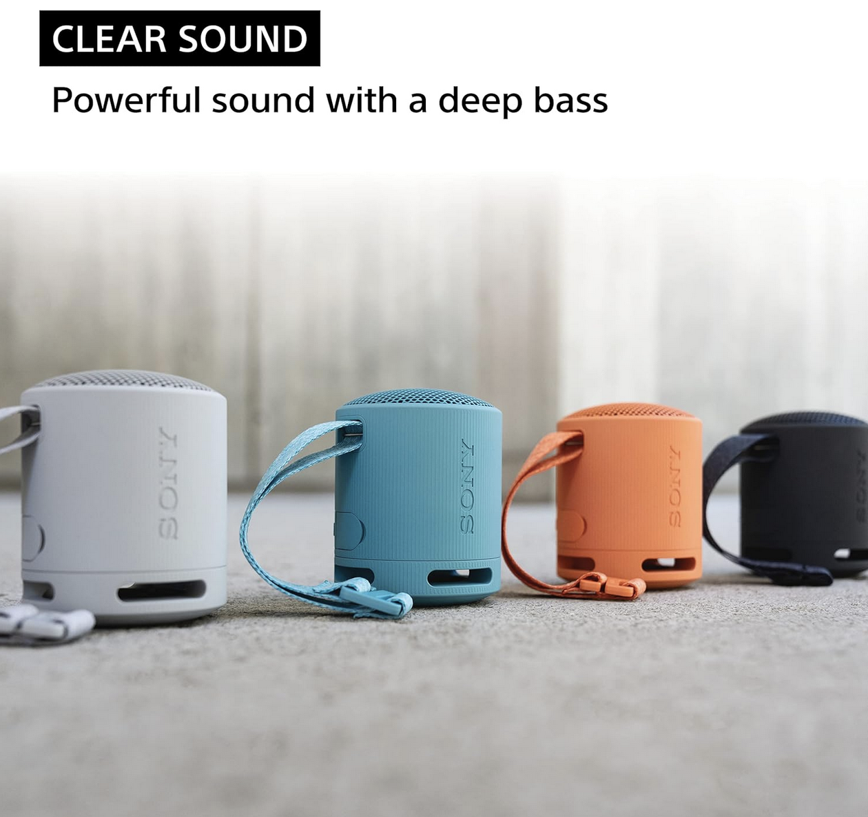 Sony SRS-XB100 speaker with versatile carry strap.
