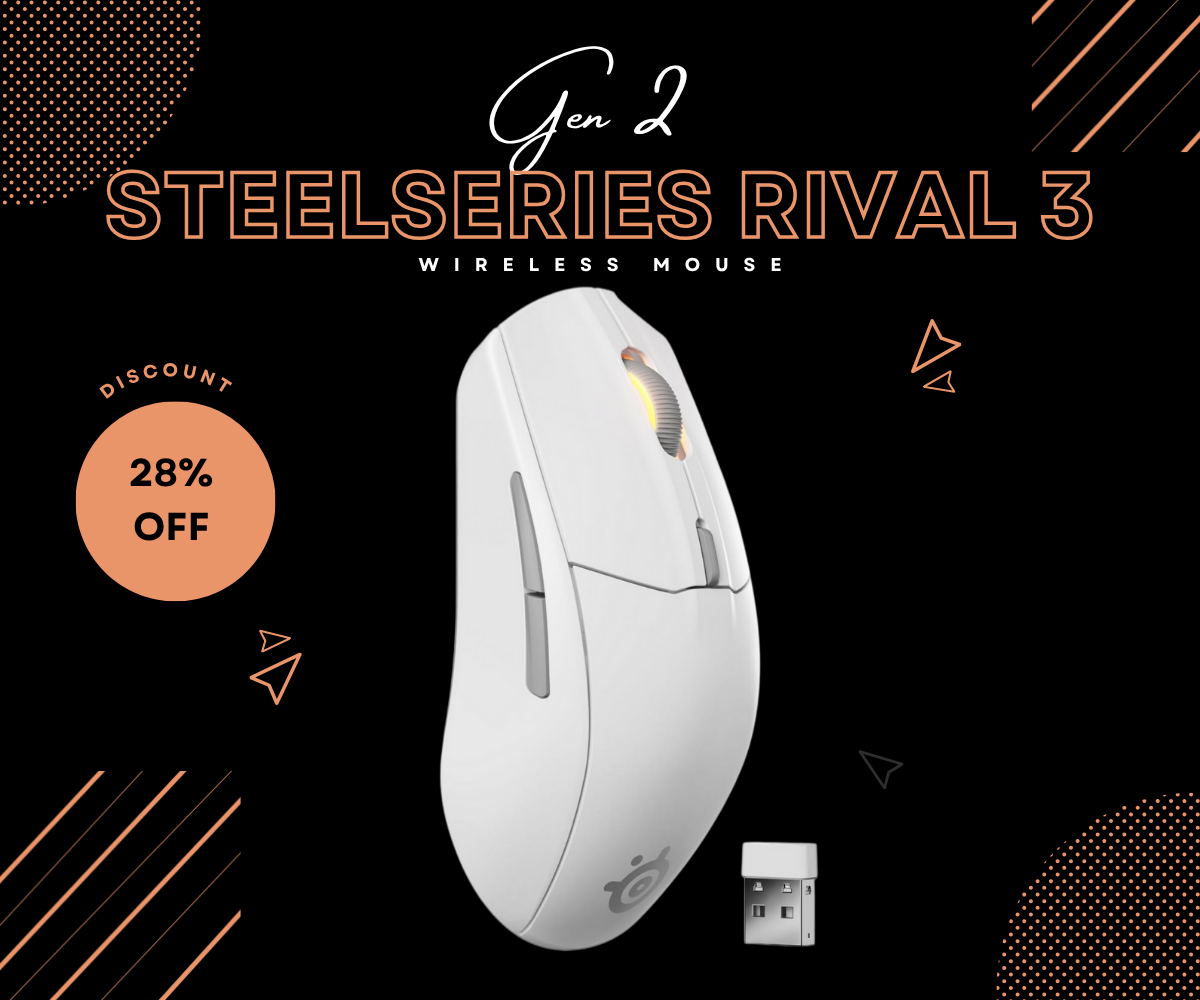 SteelSeries Rival 3 Wireless Gen 2 White gaming mouse.