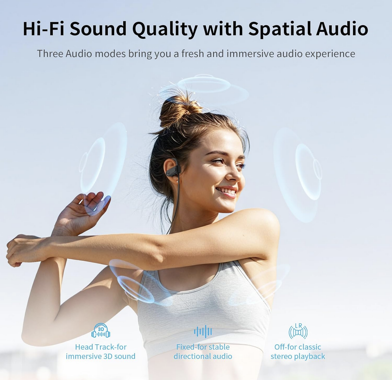 JOYWISE U30 Bluetooth earbuds with digital display and ear hooks