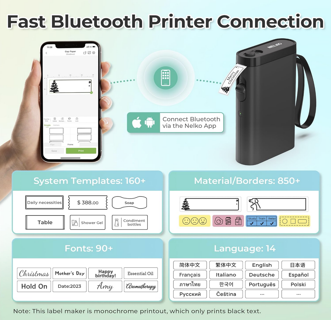 Nelko P21 Bluetooth Label Maker in White with Tape – Compact wireless label printer for home and office