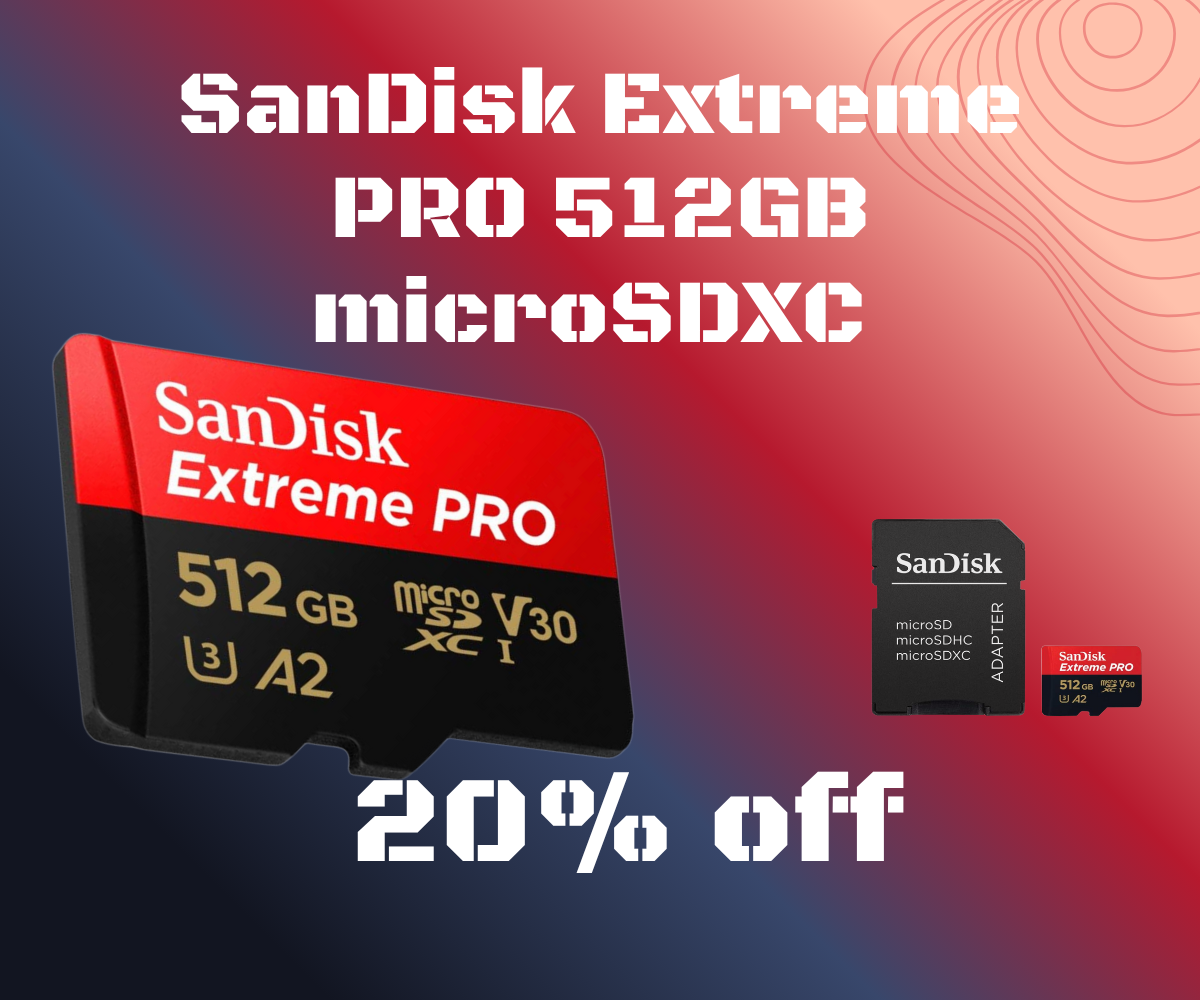 SanDisk Extreme PRO 512GB microSDXC memory card with adapter