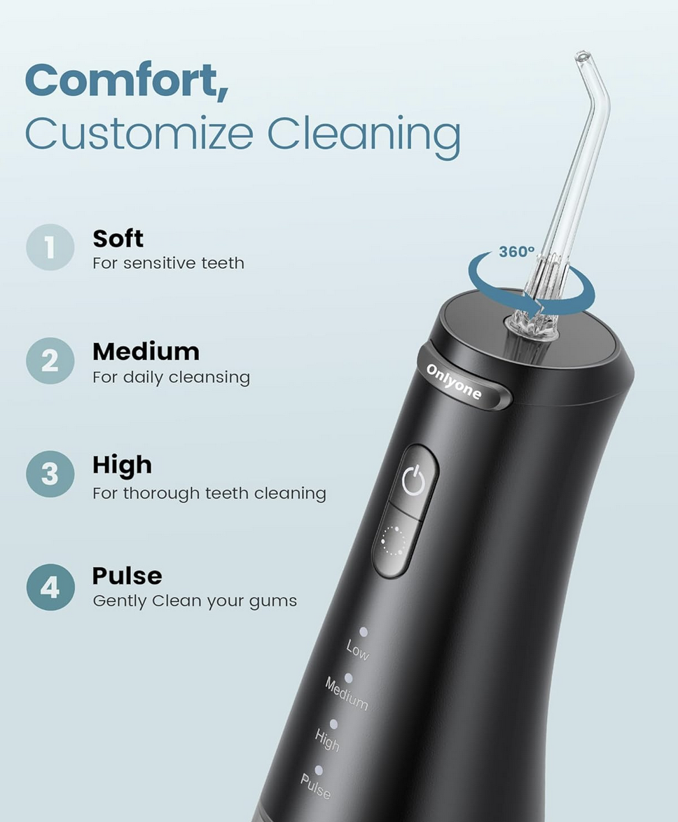 Onlyone Water Dental Flosser with 5 jet tips and 300ml tank
