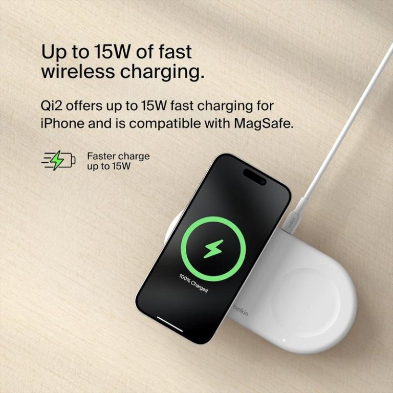 Belkin MagSafe 2-in-1 Qi2 15W Charging Pad: Smart Everyday Power 9 Belkin MagSafe 2-in-1 Qi2 15W Charging Pad: Smart Everyday Power 5