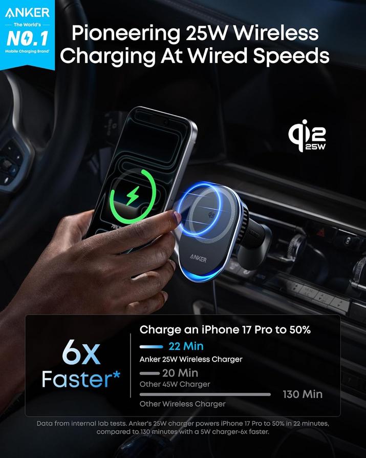 Anker 25W MagSafe Car Mount Charger for Summer Road Trips 1