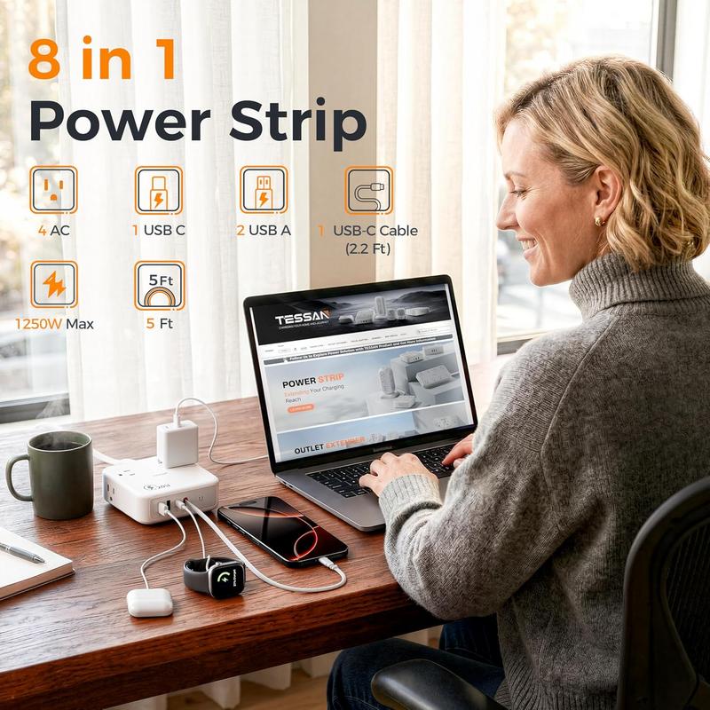 Practical USB-C Hub: Retractable Cable Powers 8 Apple Devices 2